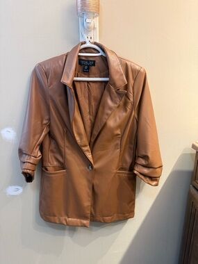 Rachel Zoe Caramel Faux Leather Blazer Jacket